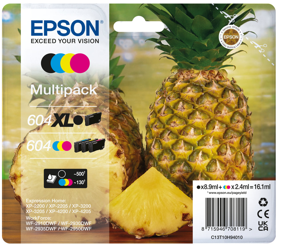 Epson 604XL cartuccia d'inchiostro 4 pz Originale Resa elevata (XL) Nero, Ciano, Magenta, Giallo