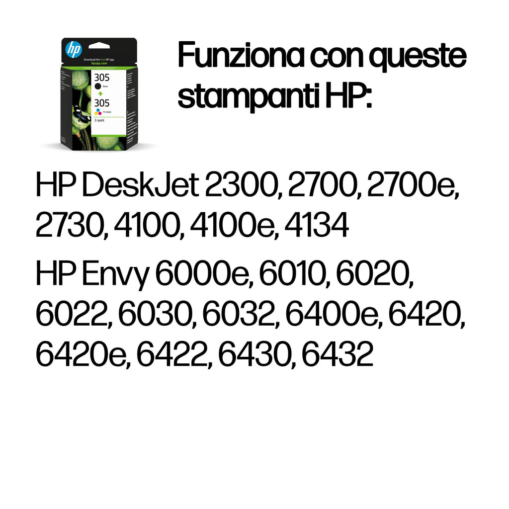 HP Confezione da 2 cartucce di inchiostro originale 305 in Tri-color/ nero