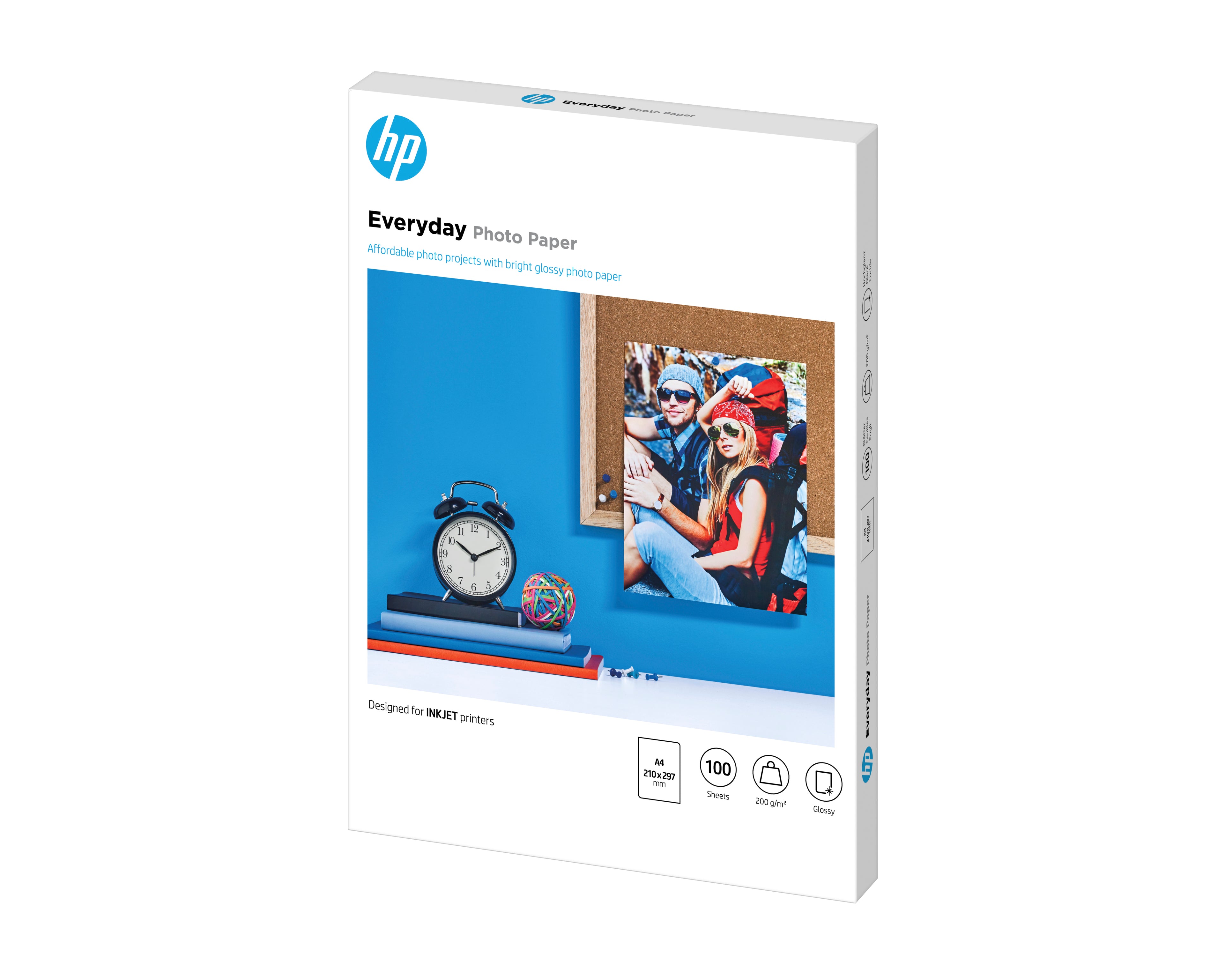 HP Carta fotografica Everyday, lucida, 200 g/m2, A4 (210 x 297 mm), 100 fogli