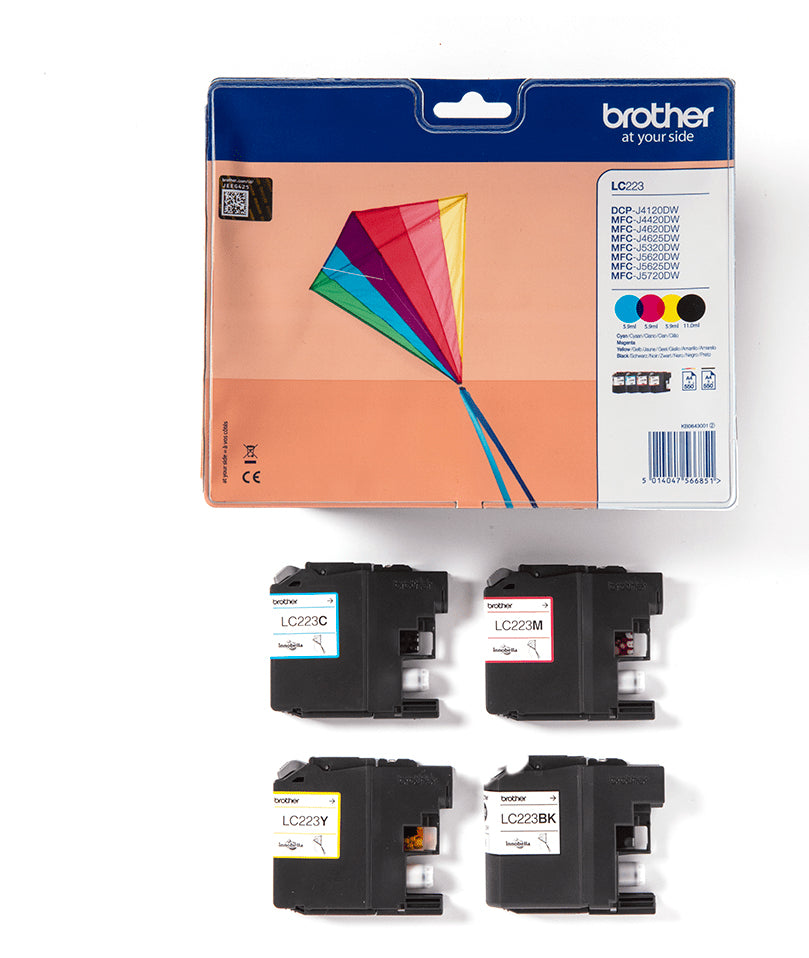 Brother LC223VALBPDR cartuccia d'inchiostro 4 pz Originale Nero, Ciano, Magenta, Giallo