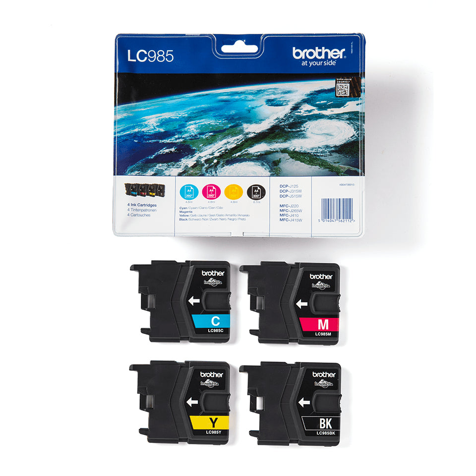 Brother LC985VALBP cartuccia d'inchiostro 4 pz Originale Nero, Ciano, Magenta, Giallo