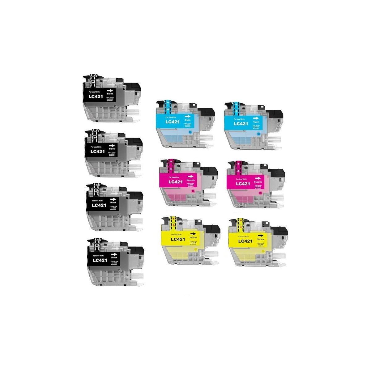 Cartucce Compatibili per Brother LC-421 ( 4 Nero, 2 Ciano, 2 Magenta, 2 Giallo)