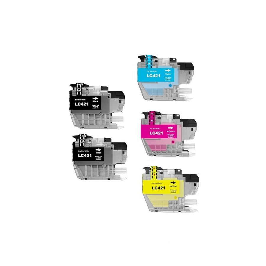 Cartucce Compatibili per Brother LC-421 ( 2 Nero, 1 Ciano, 1 Magenta, 1 Giallo)