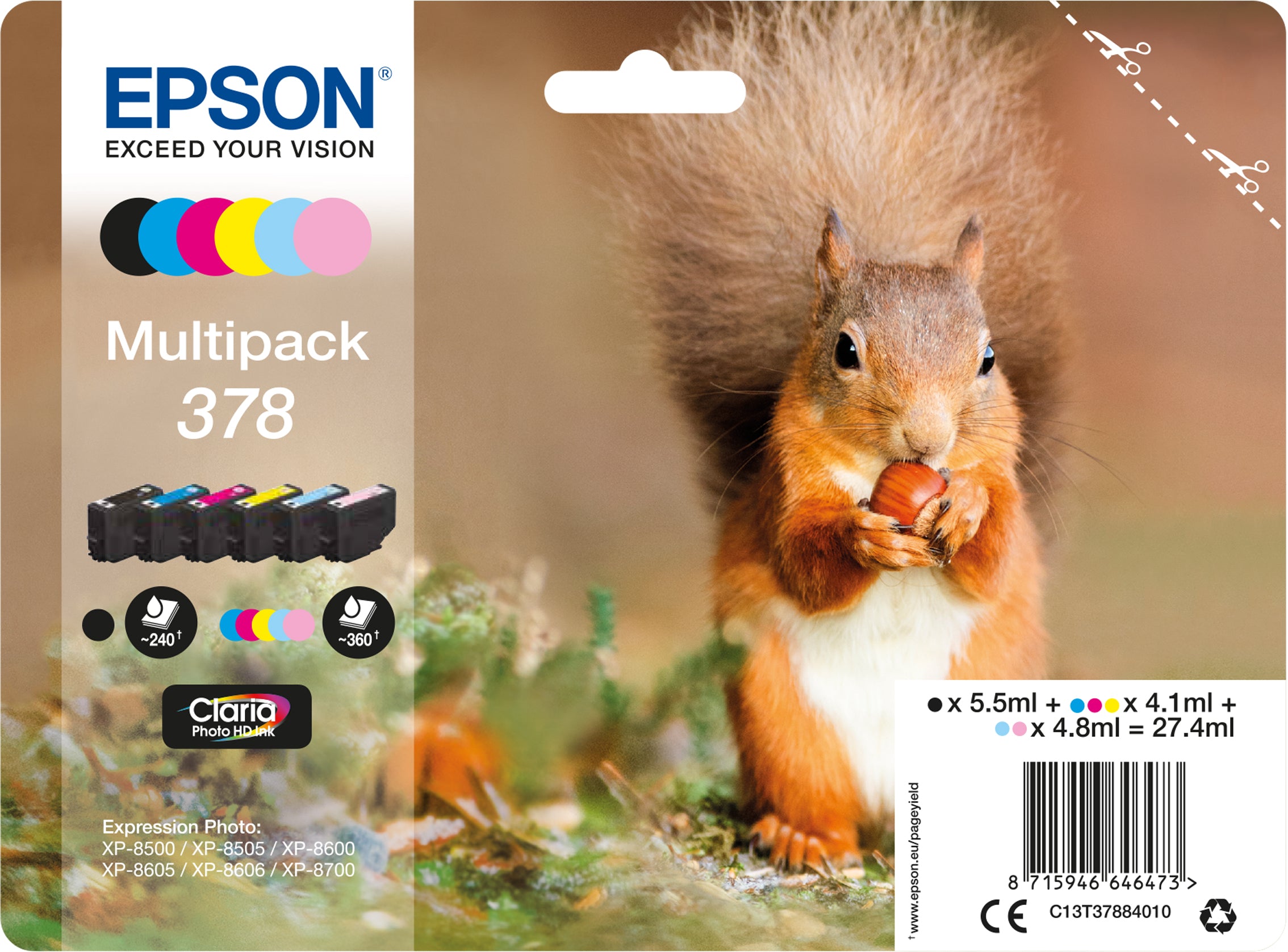 Epson Squirrel Multipack 6-colours 378 Claria Photo HD Ink