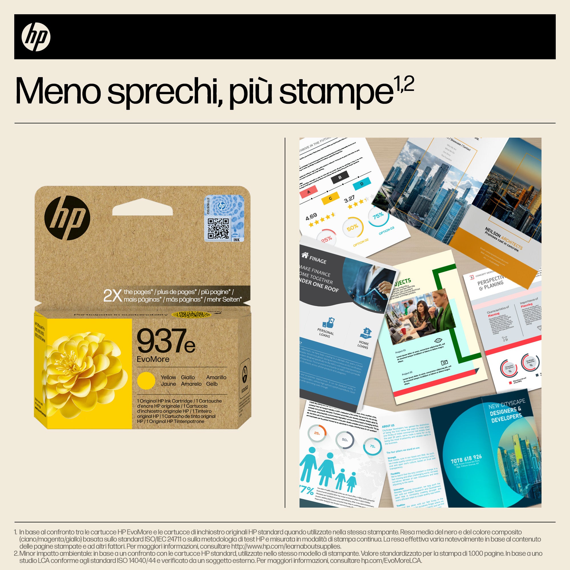 HP Cartuccia di inchiostro giallo originale 937e EvoMore