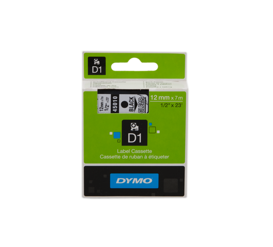 ORIGINAL DYMO Nastro Nero su trasparente S0720500 45010 12mm x 7m, Standard-D1-ruolo