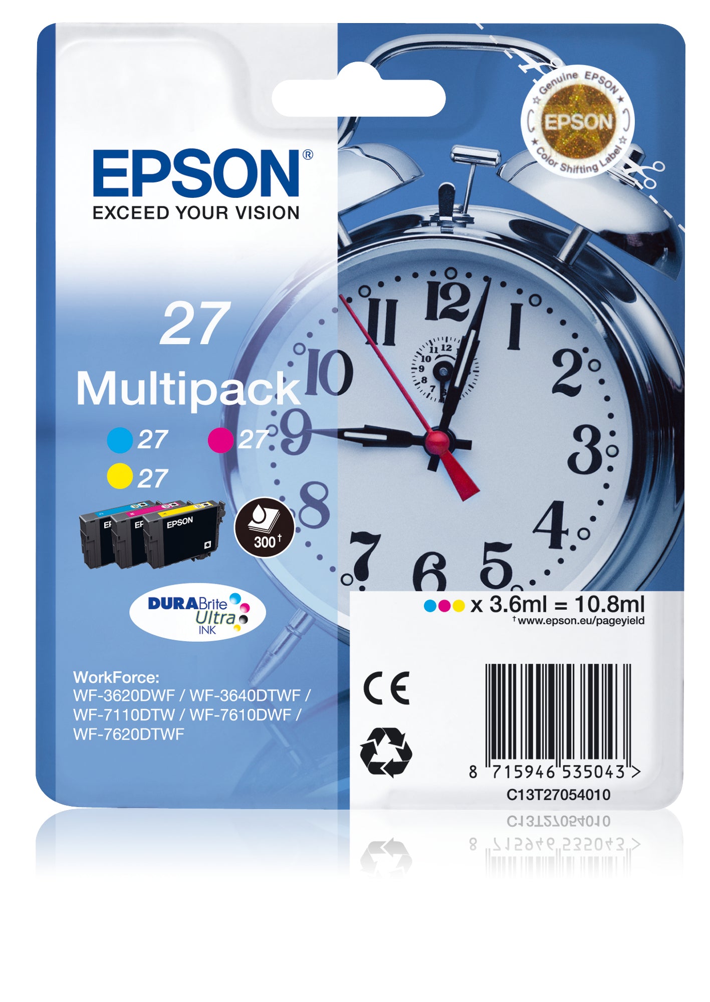 Epson Alarm clock Multipack 3-colour 27 DURABrite Ultra Ink