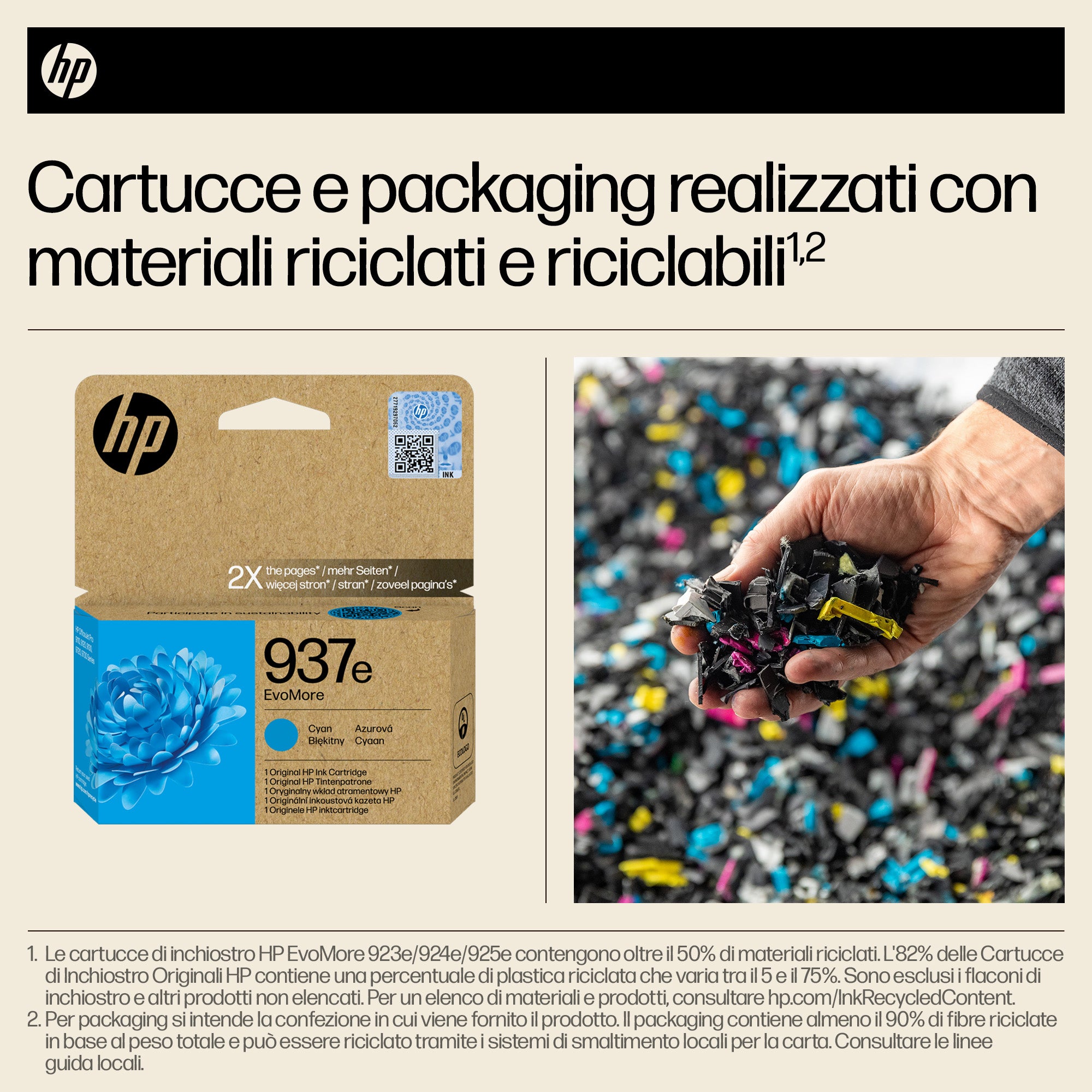 HP Cartuccia di inchiostro ciano originale 937e EvoMore