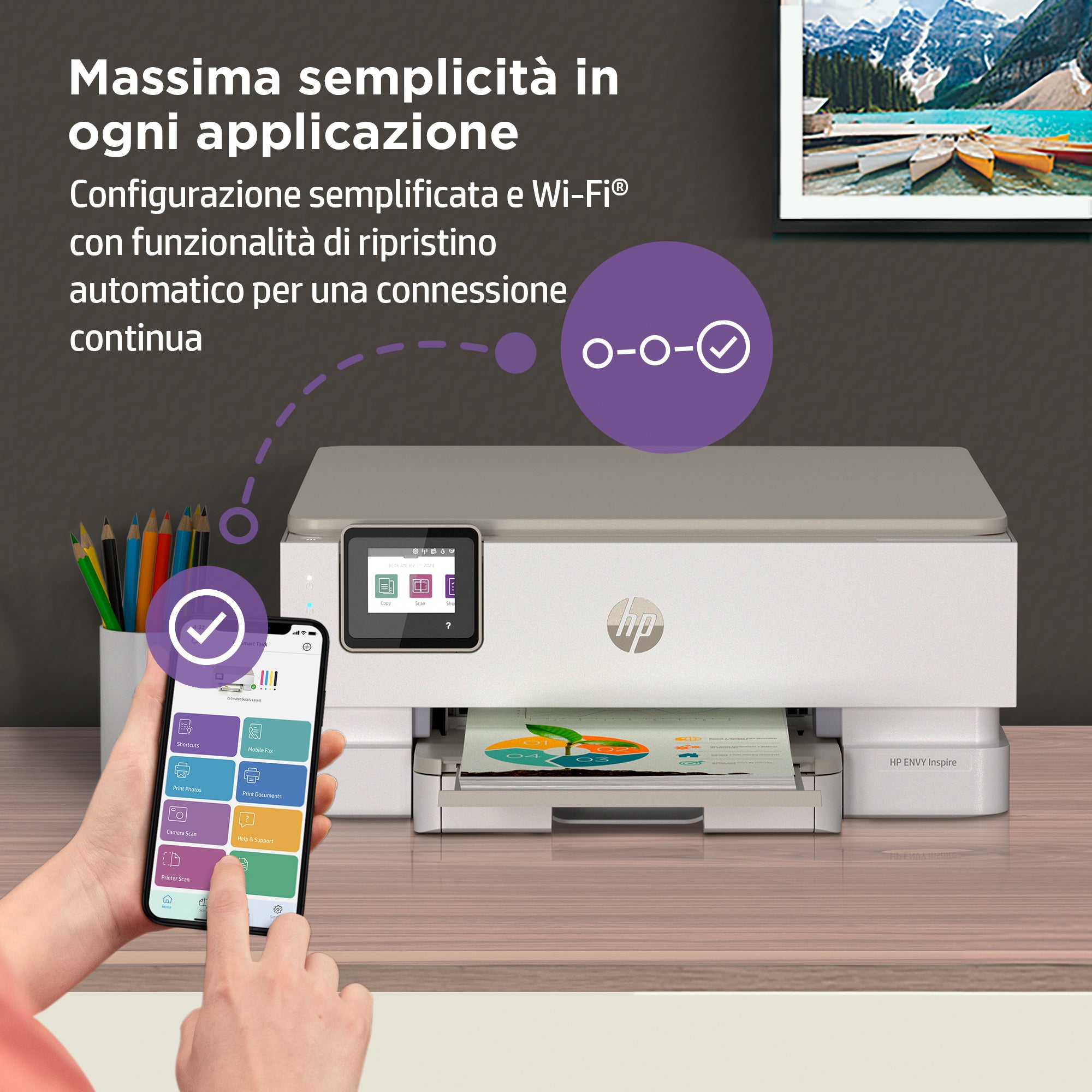 HP ENVY Inspire 7224e Wireless All-in-One Colore Stampante, Instant Ink; Fotocopiatrice, scanner