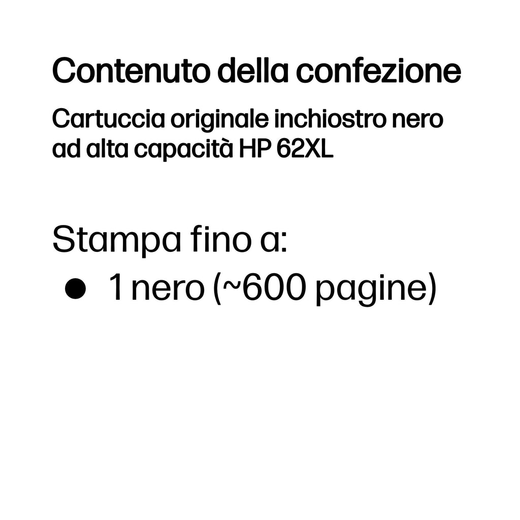 HP Cartuccia originale inchiostro nero ad alta capacità 62XL