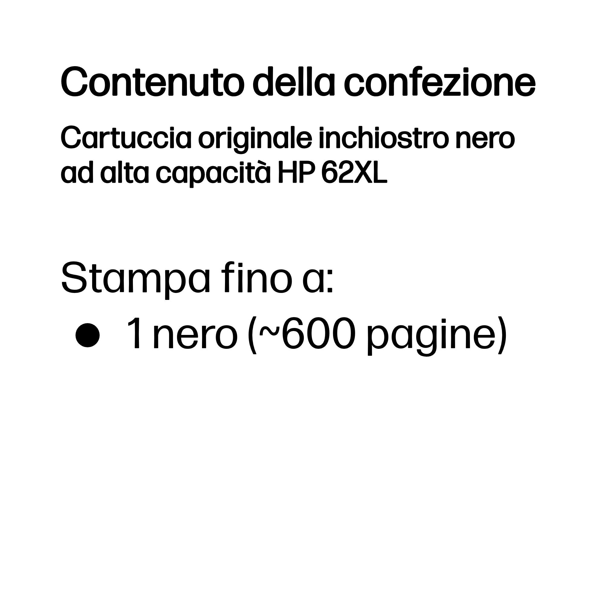 HP Cartuccia originale inchiostro nero ad alta capacità 62XL