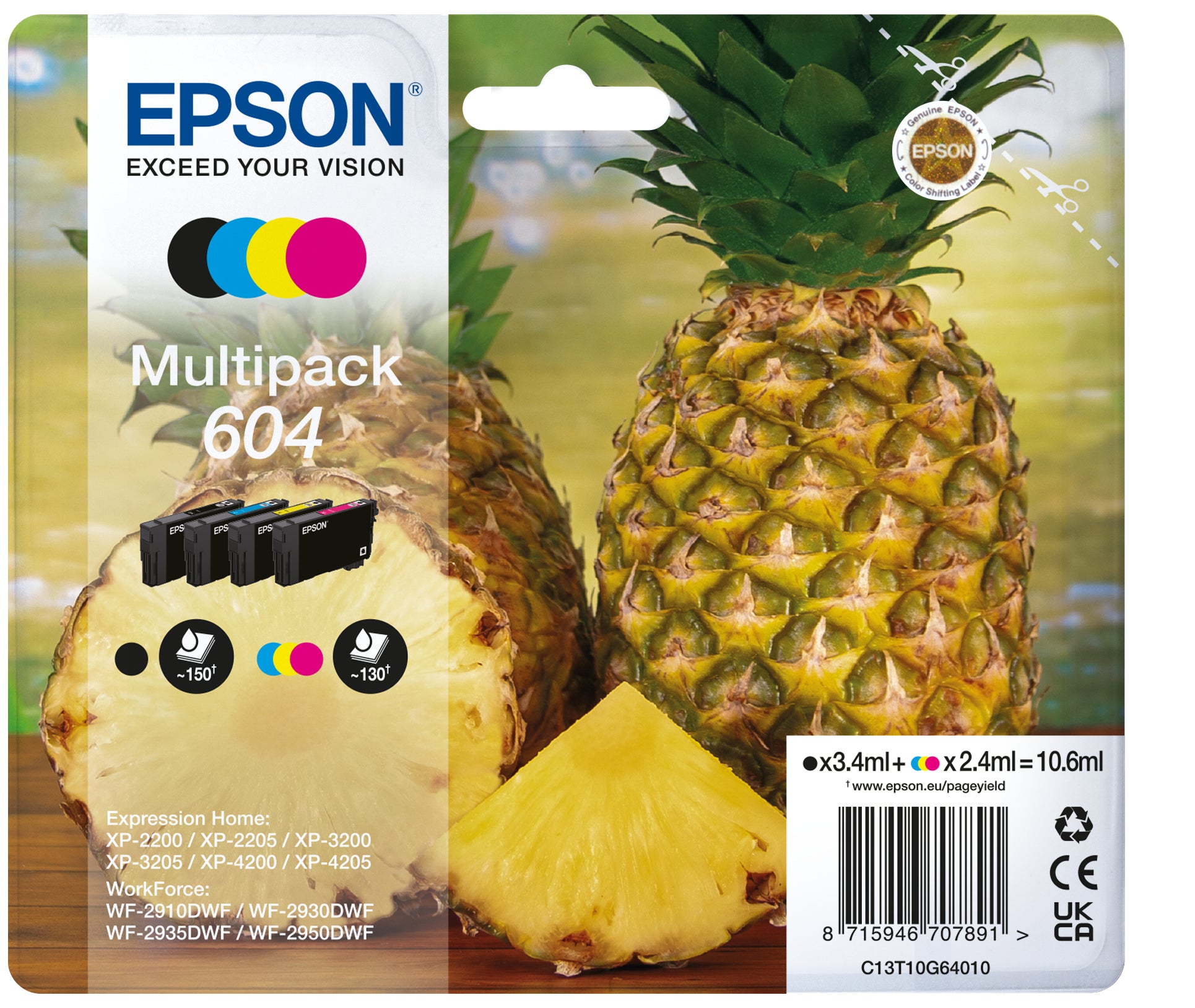 Epson 604 cartuccia d'inchiostro 4 pz Originale Resa standard Nero, Ciano, Magenta, Giallo