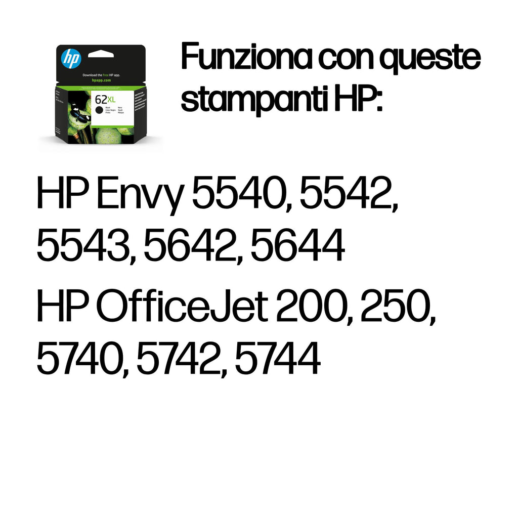 HP Cartuccia originale inchiostro nero ad alta capacità 62XL