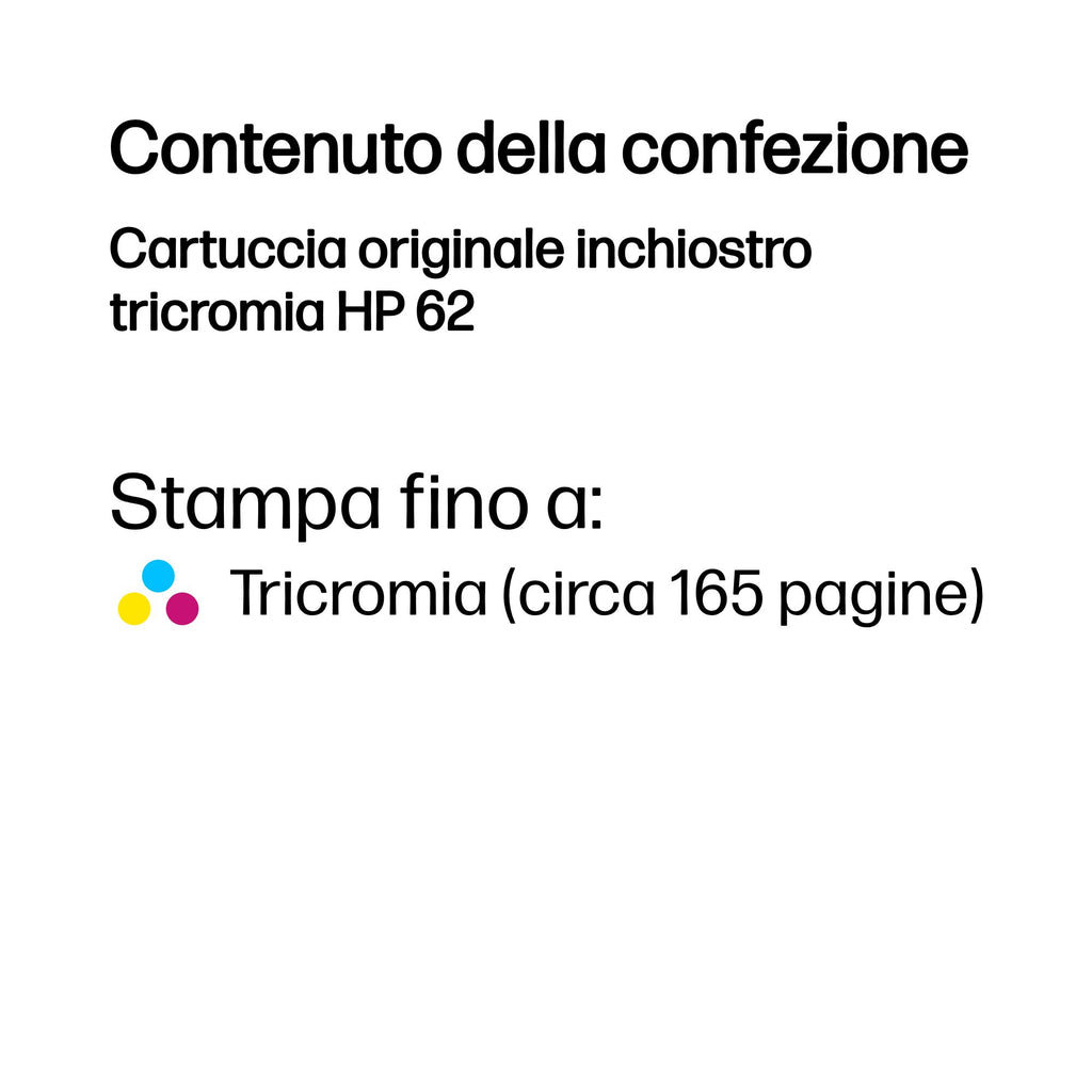 HP Cartuccia originale inchiostro tricromia 62
