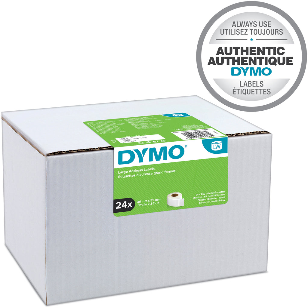 DYMO LW etichette per indirizzi grandi | 36 mm x 89 mm | 2 rotoli da 260 etichette facilmente staccabili (520 etichette) | autoadesive | per etichettatrici LabelWriter | originali