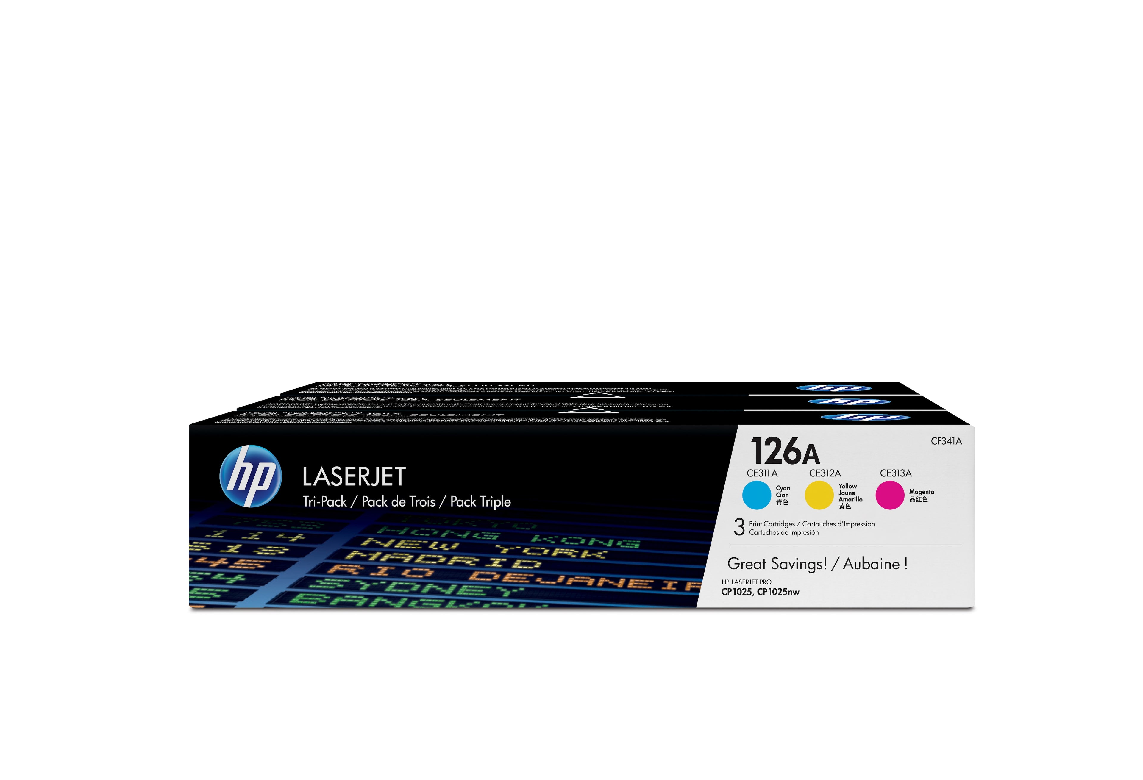 HP Confezione da 3 cartucce originali di toner ciano/magenta/giallo LaserJet 126A