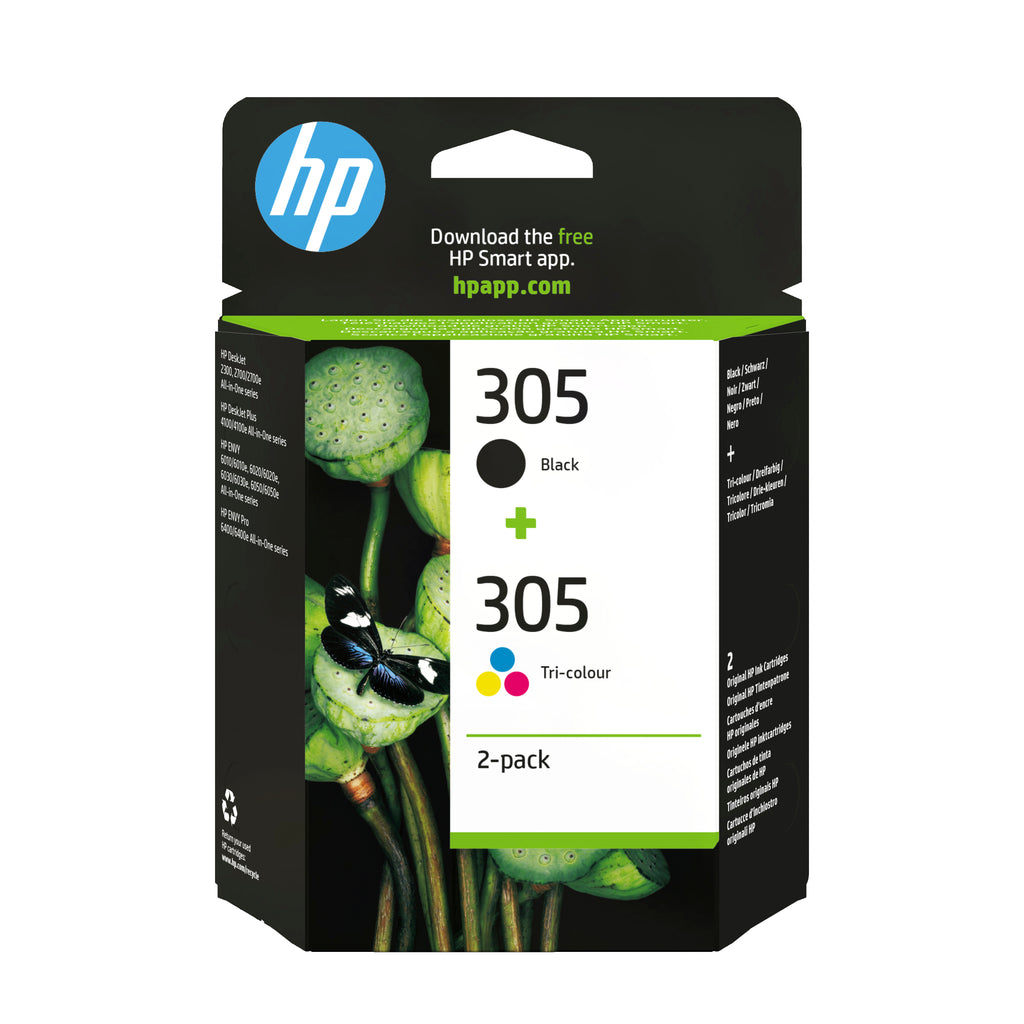 HP Confezione da 2 cartucce di inchiostro originale 305 in Tri-color/ nero