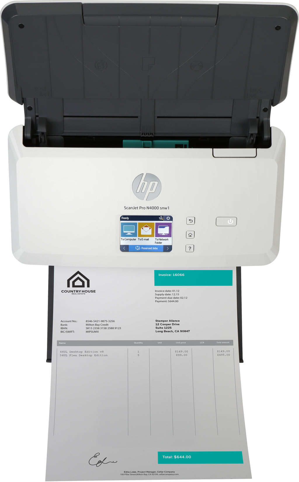 HP Scanjet Pro N4000 snw1 Sheet-feed Scanner Scanner a foglio 600 x 600 DPI A4 Nero, Bianco