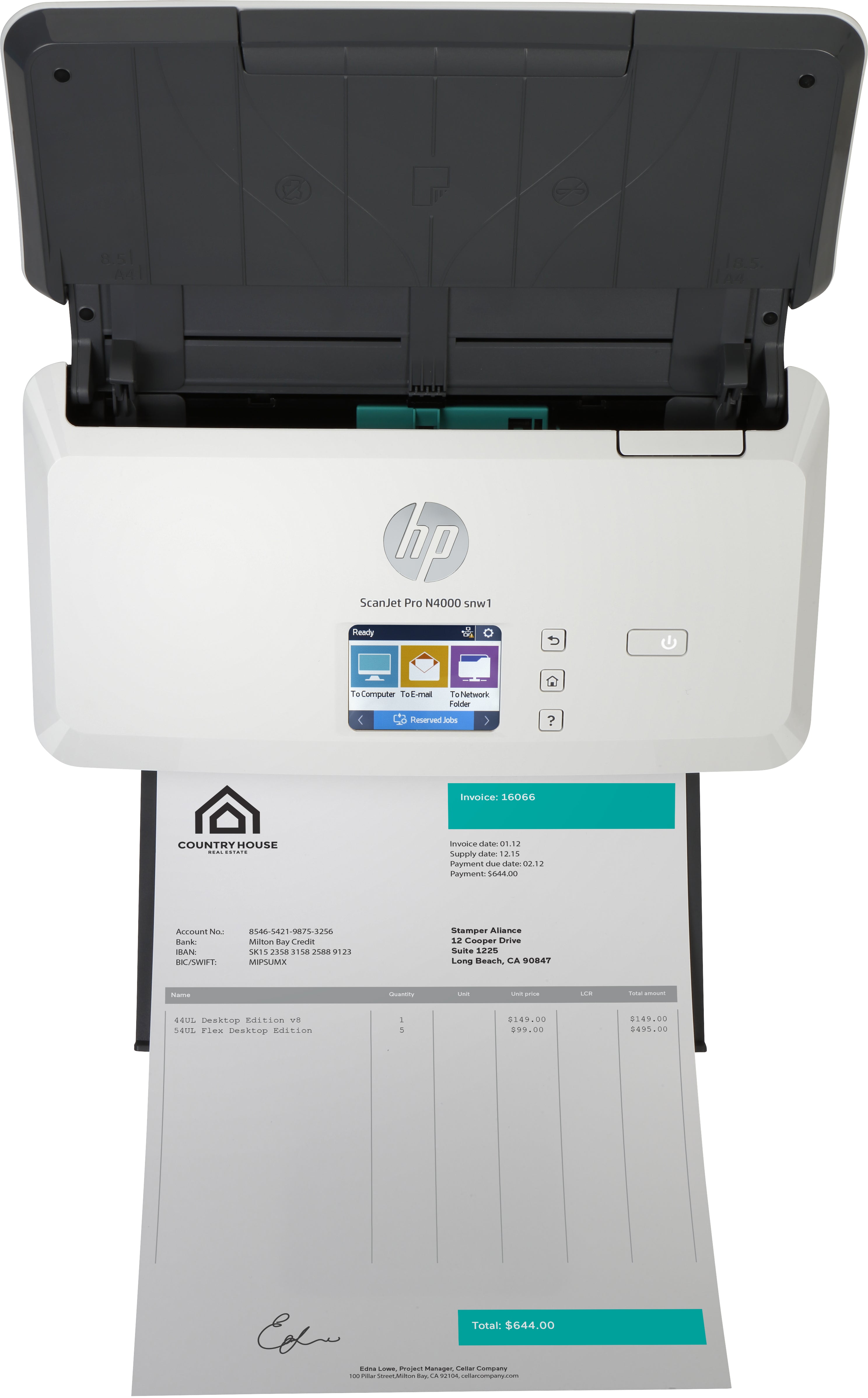 HP Scanjet Pro N4000 snw1 Sheet-feed Scanner Scanner a foglio 600 x 600 DPI A4 Nero, Bianco