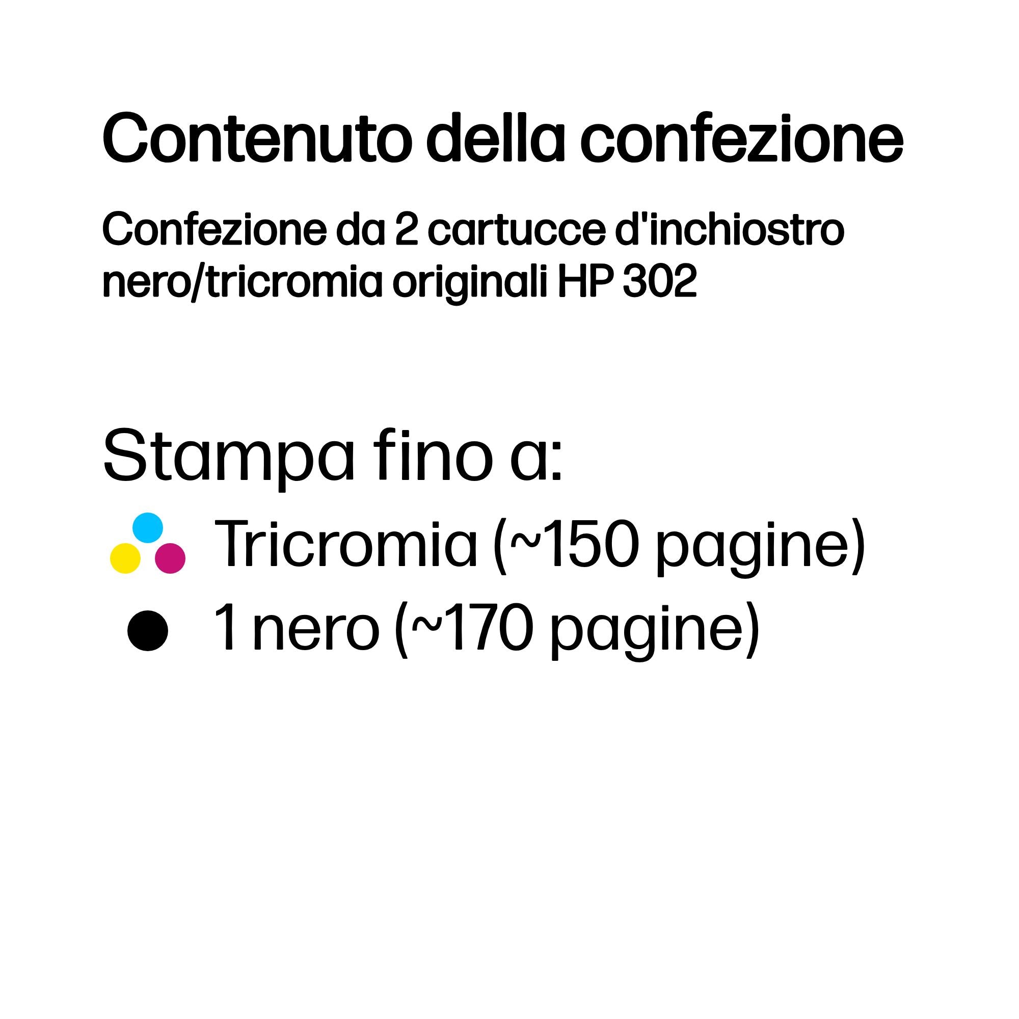 HP Confezione da 2 cartucce d'inchiostro nero/tricromia originali 302