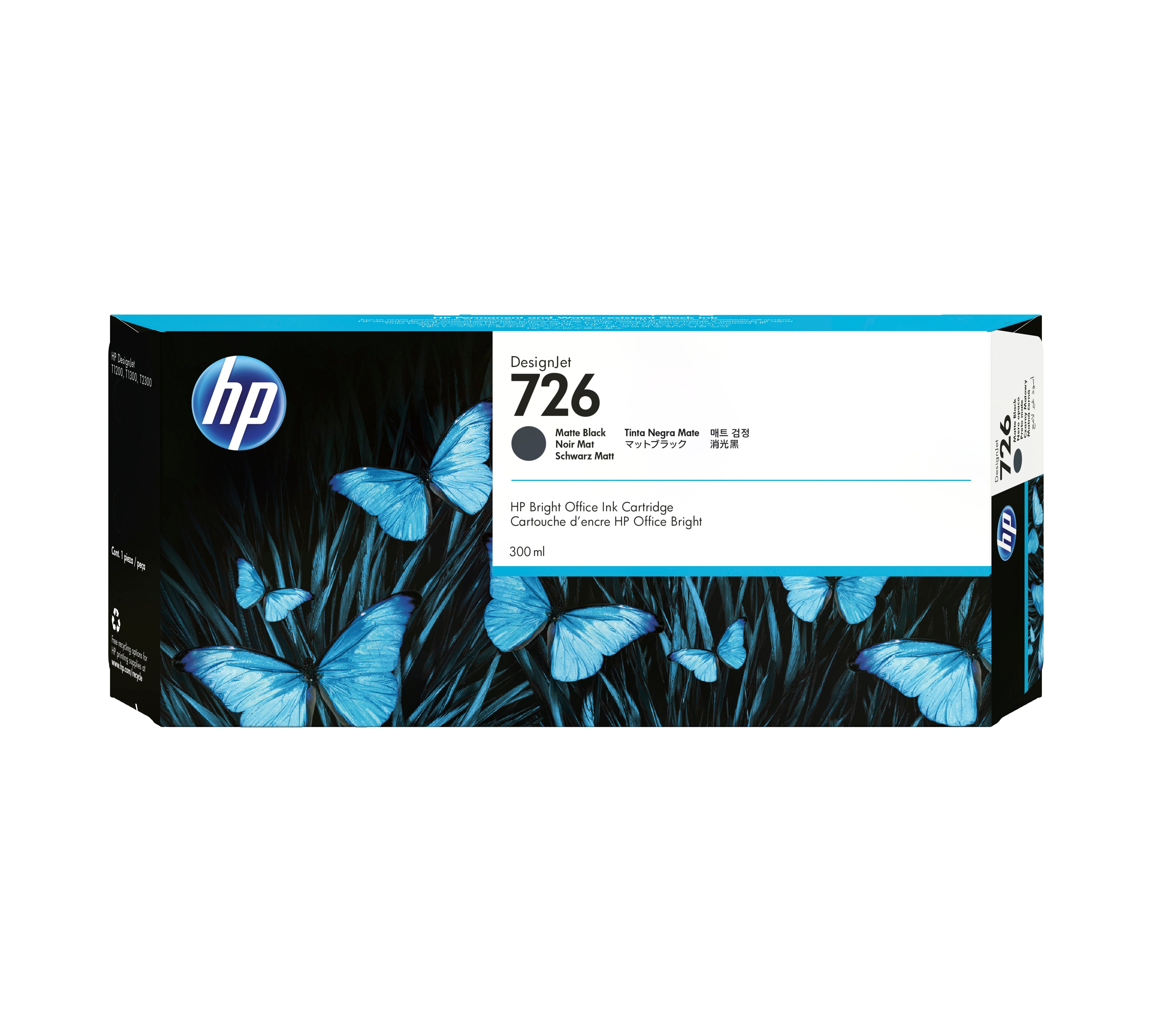 HP Cartuccia inchiostro nero opaco Designjet 726, 300 ml
