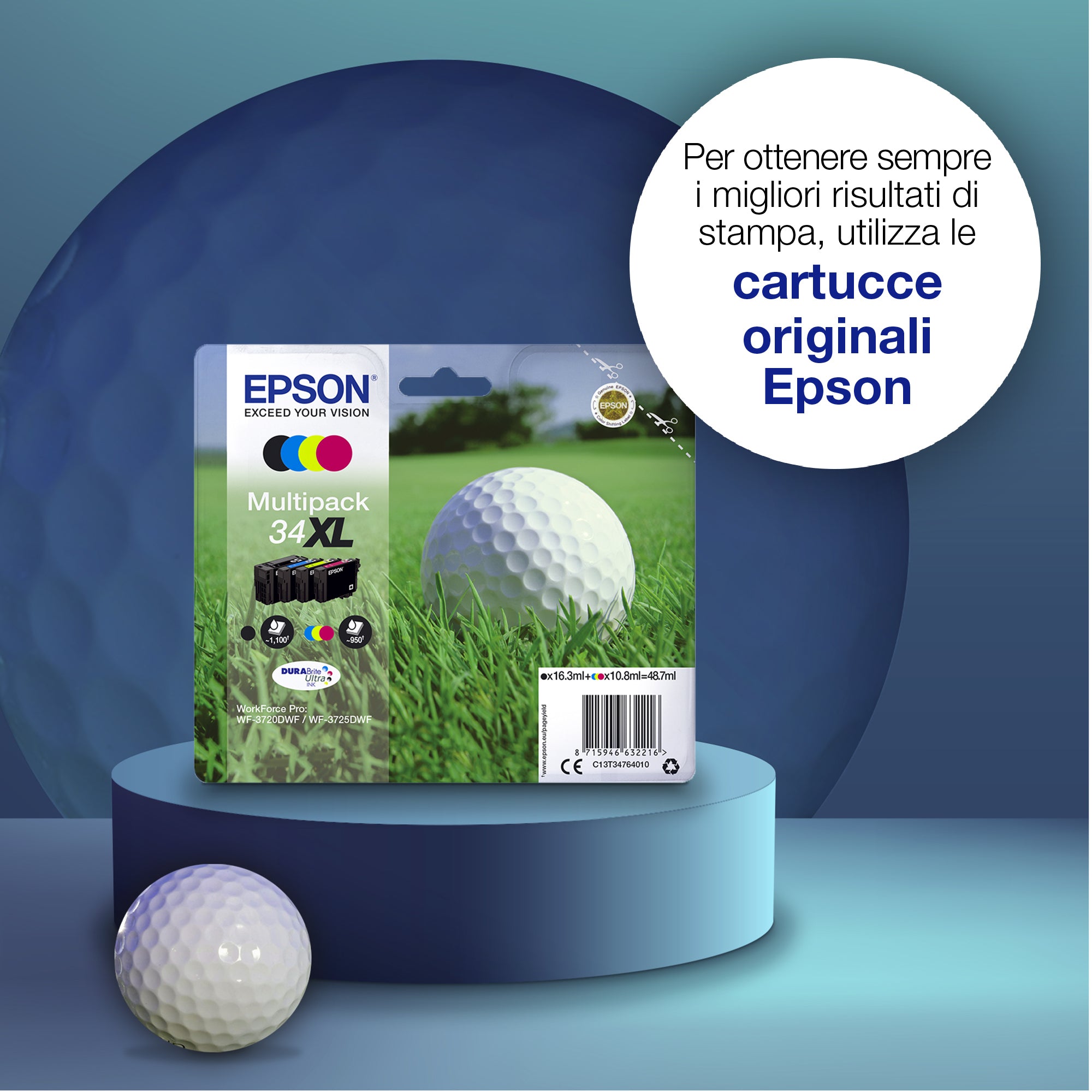 Epson Golf ball Inchiostro ciano singolo DURABrite Ultra Pallina da golf 34