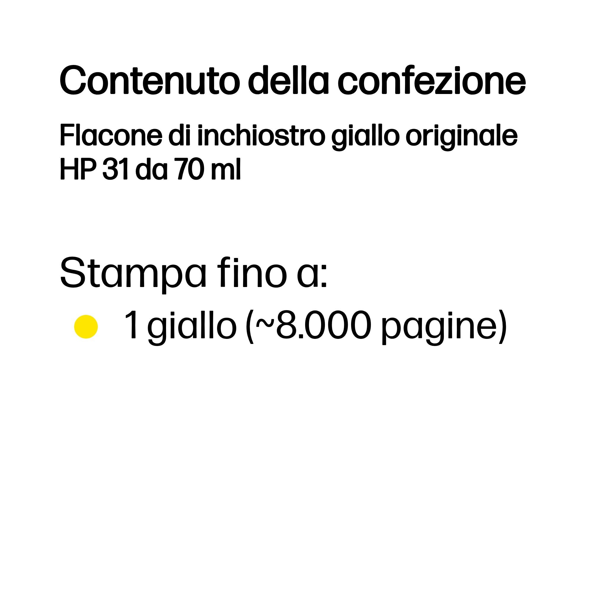 HP Flacone di inchiostro giallo originale 31 da 70 ml