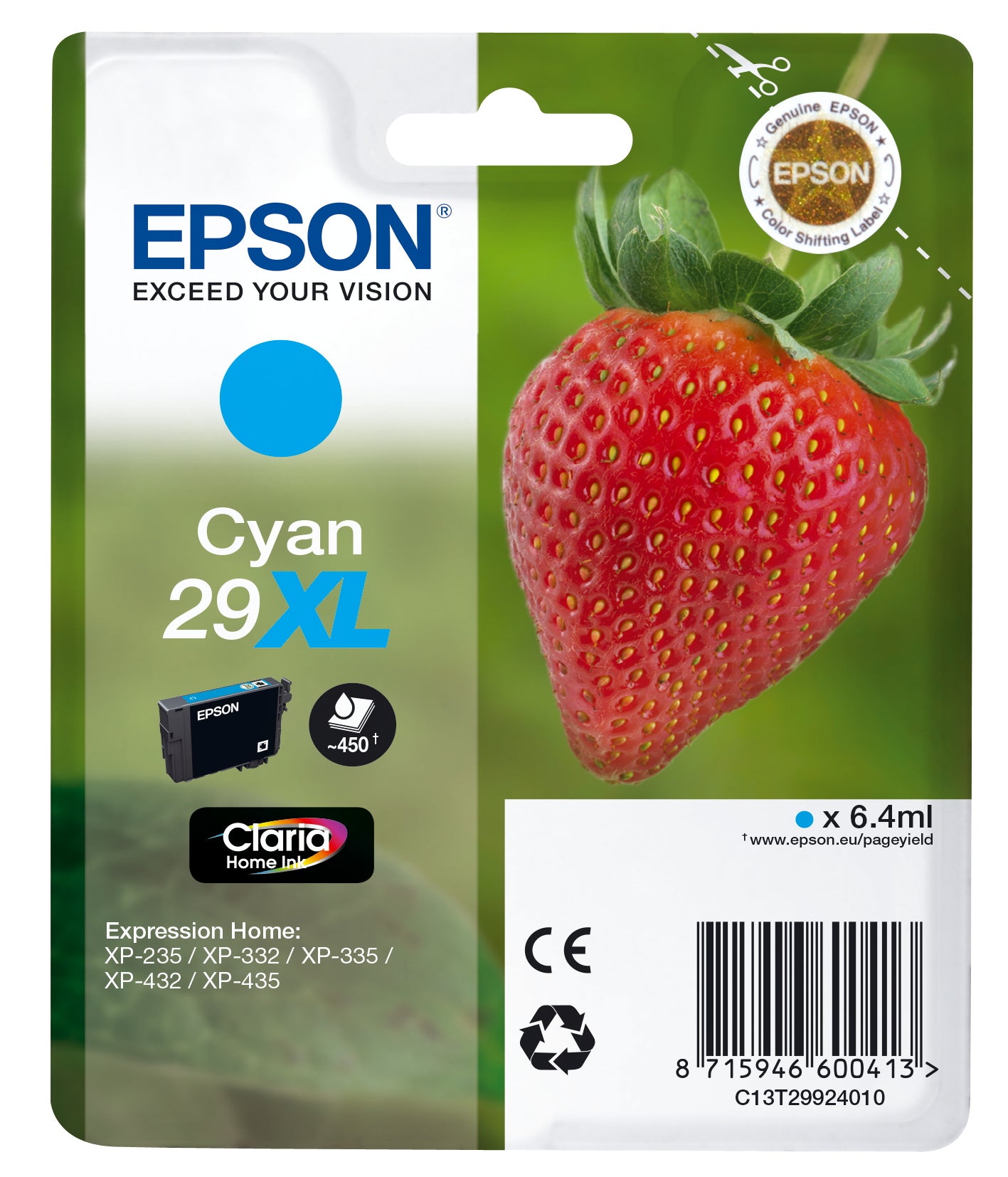 Epson Strawberry Cartuccia Ciano T29XL Claria