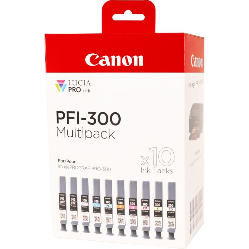 Canon PFI-300 cartuccia d'inchiostro 10 pz Originale Nero, Blu, Ciano, Grigio, Magenta, Nero per foto, Magenta per foto, Rosso, Giallo