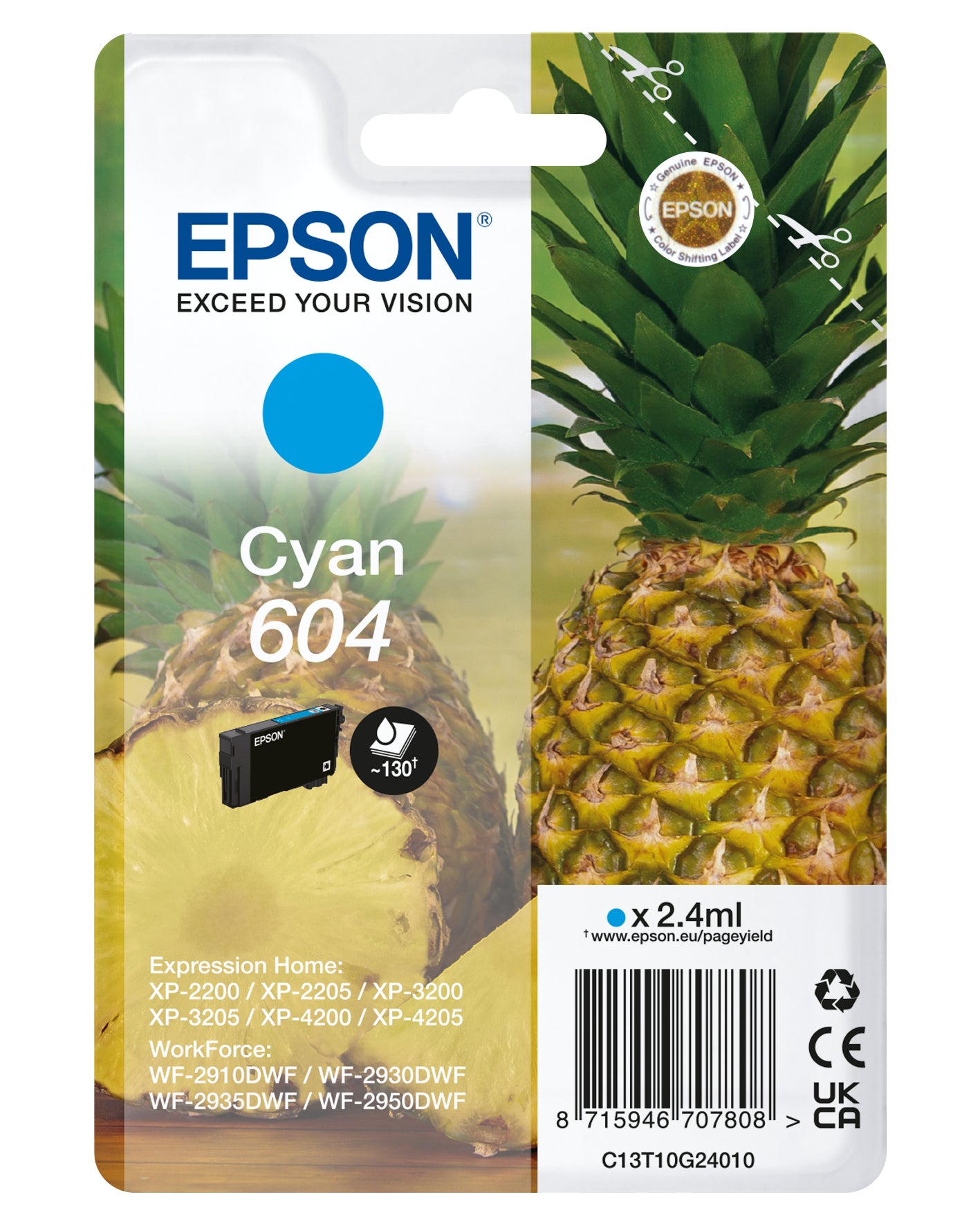 Epson 604 cartuccia d'inchiostro 1 pz Originale Resa standard Ciano