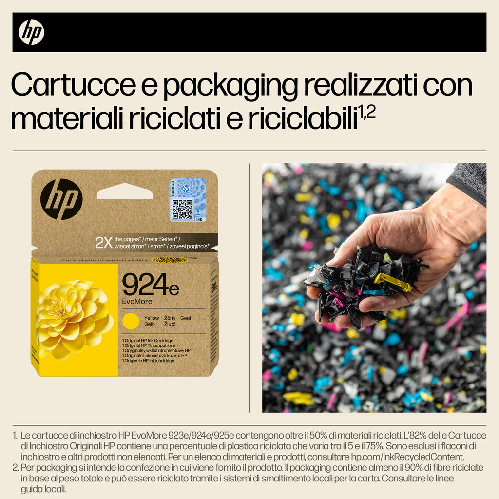 HP Cartuccia di inchiostro giallo originale 924e EvoMore
