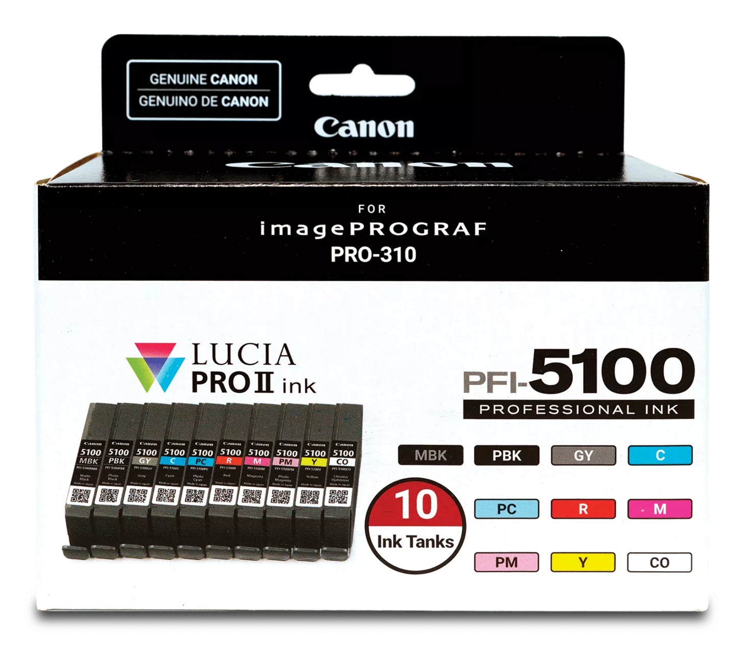 Canon PFI-5100 Multipack cartuccia d'inchiostro 10 pz Originale Resa standard Ciano, Nero opaco, Nero