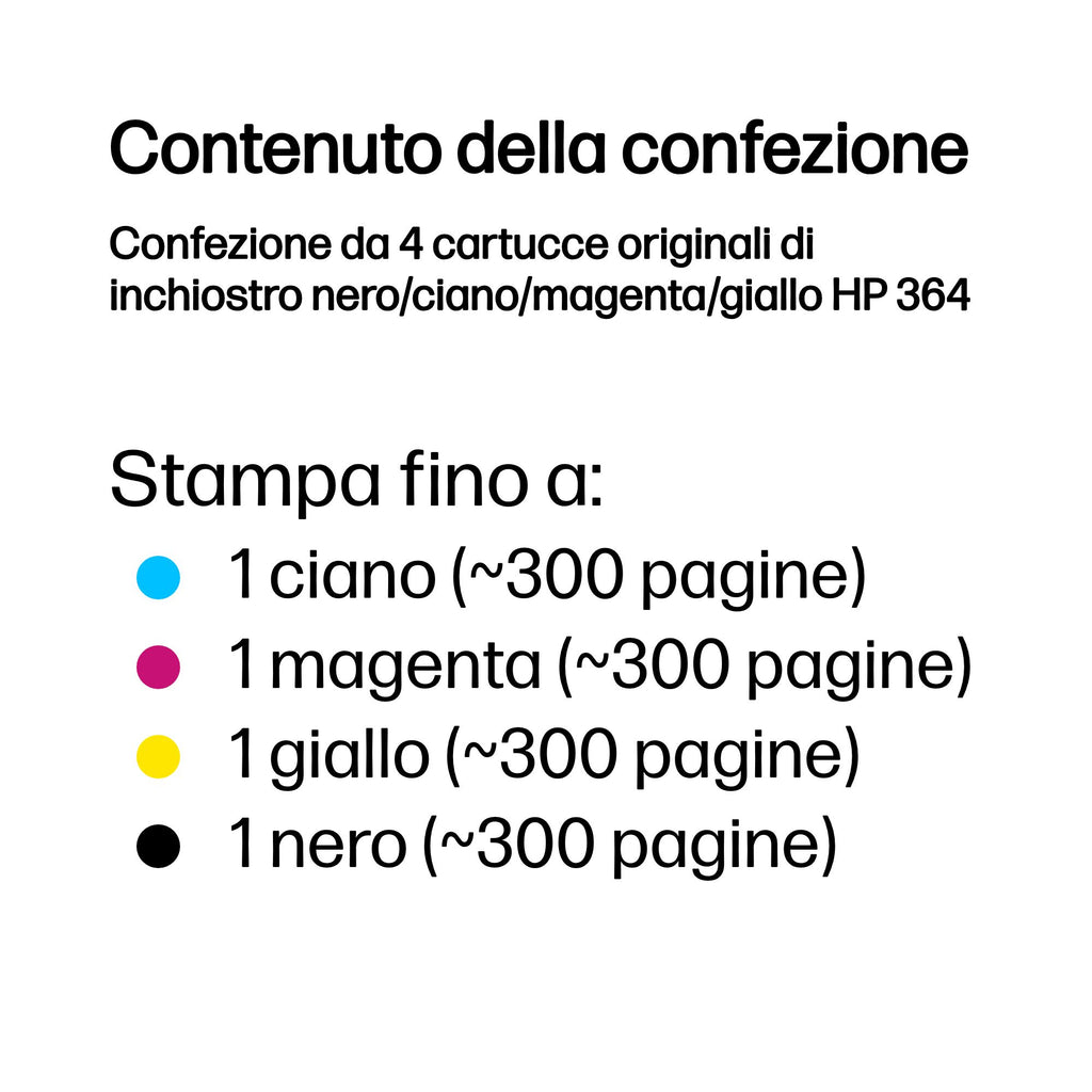 HP Confezione da 4 cartucce originali di inchiostro nero/ciano/magenta/giallo 364