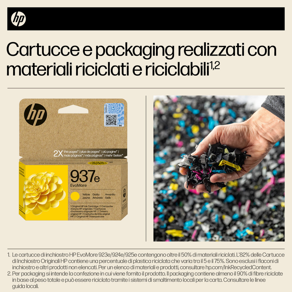 HP Cartuccia di inchiostro giallo originale 937e EvoMore