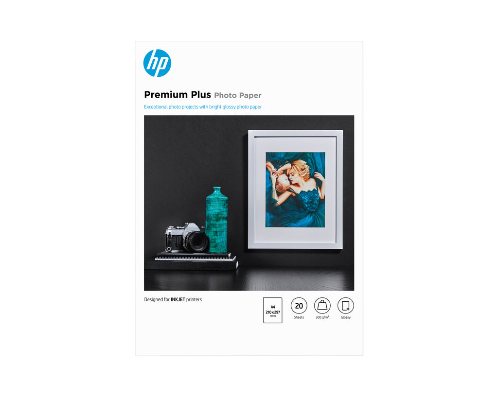 HP Confezione da 20 fogli carta fotografica Premium Plus, lucida A4/210 x 297 mm