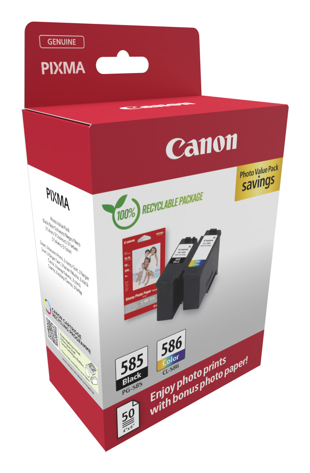 Canon PG-585/CL-586 PVP cartuccia d'inchiostro 2 pz Originale Nero, Ciano, Magenta, Giallo