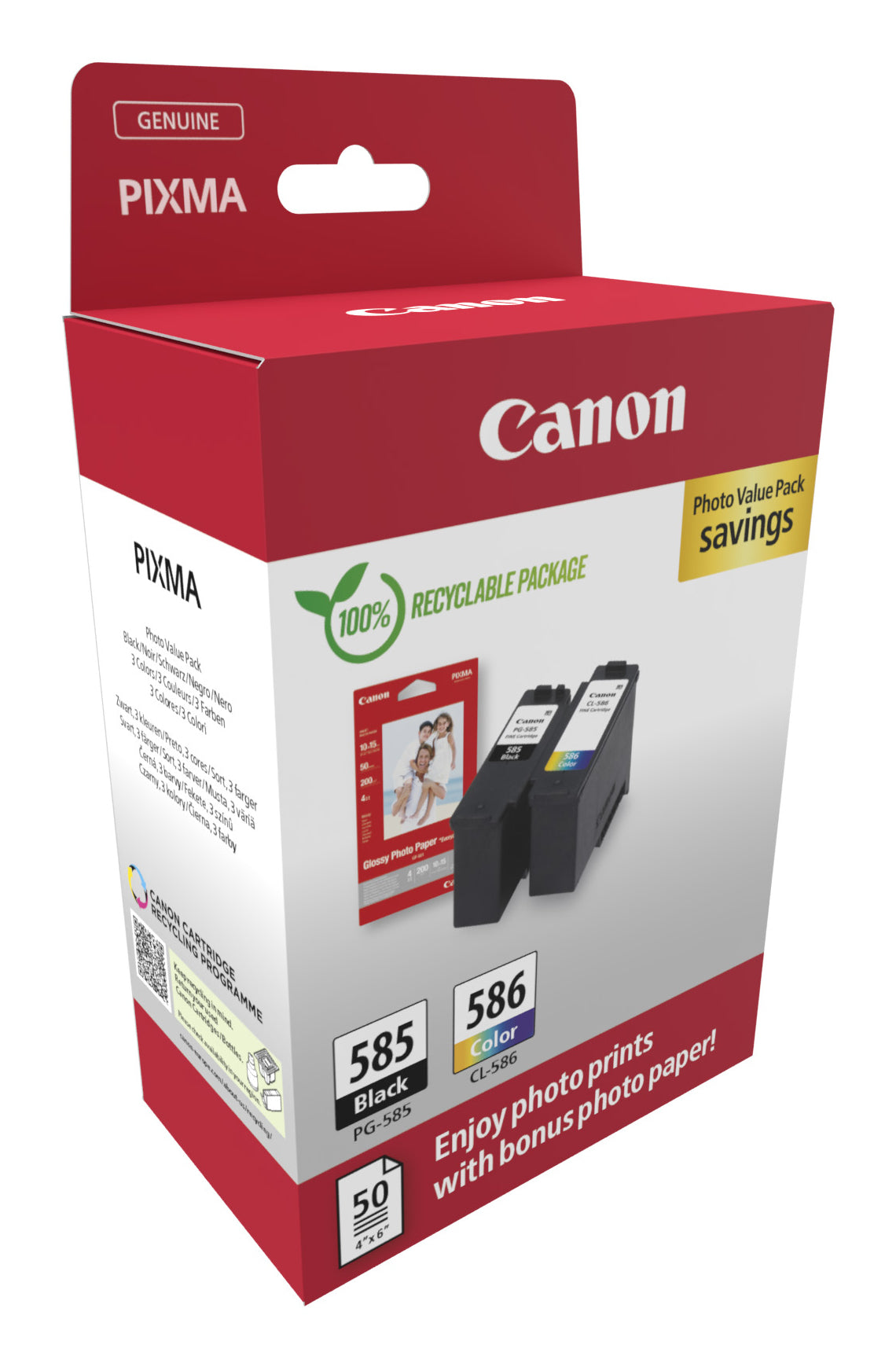 Canon PG-585/CL-586 PVP cartuccia d'inchiostro 2 pz Originale Nero, Ciano, Magenta, Giallo