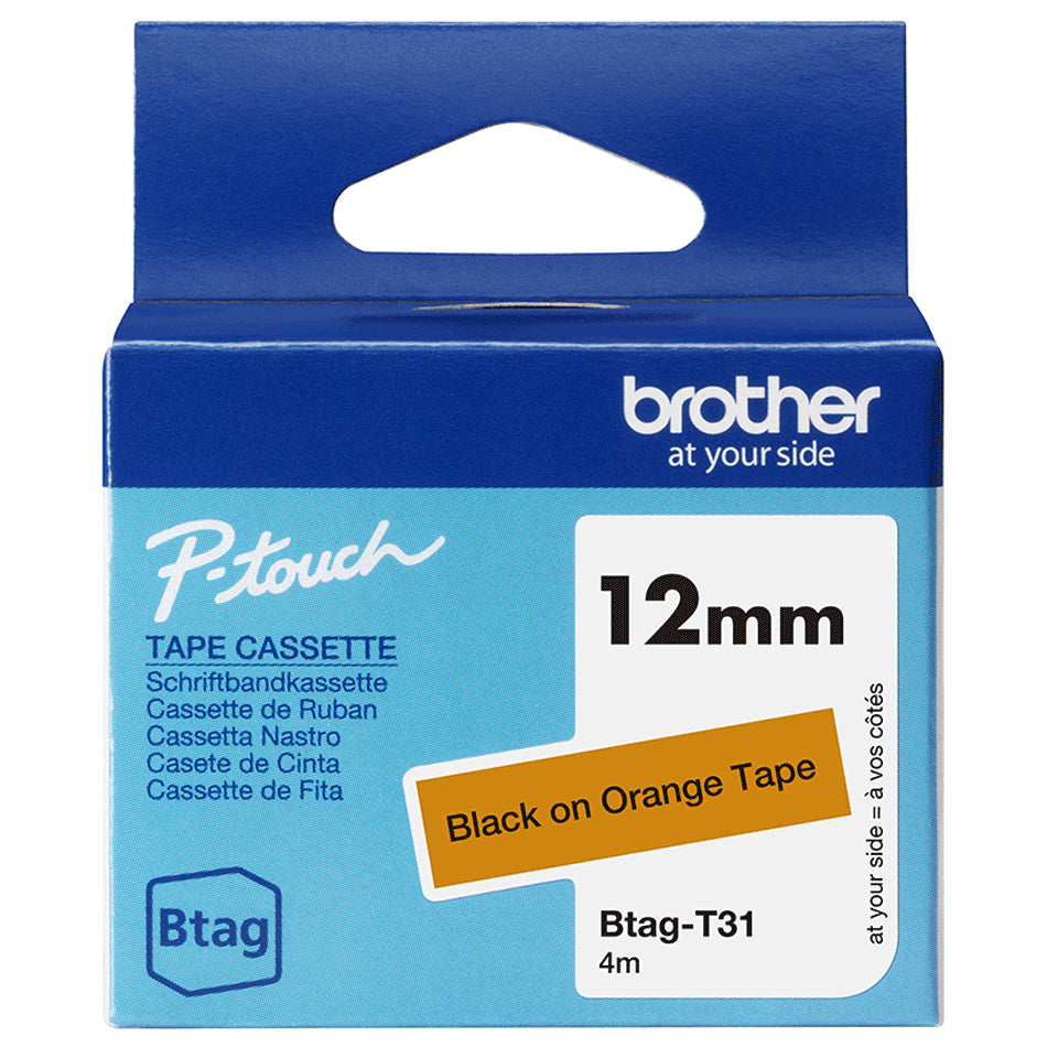Brother BTAG-T31 nastro per etichettatrice Nero su arancione
