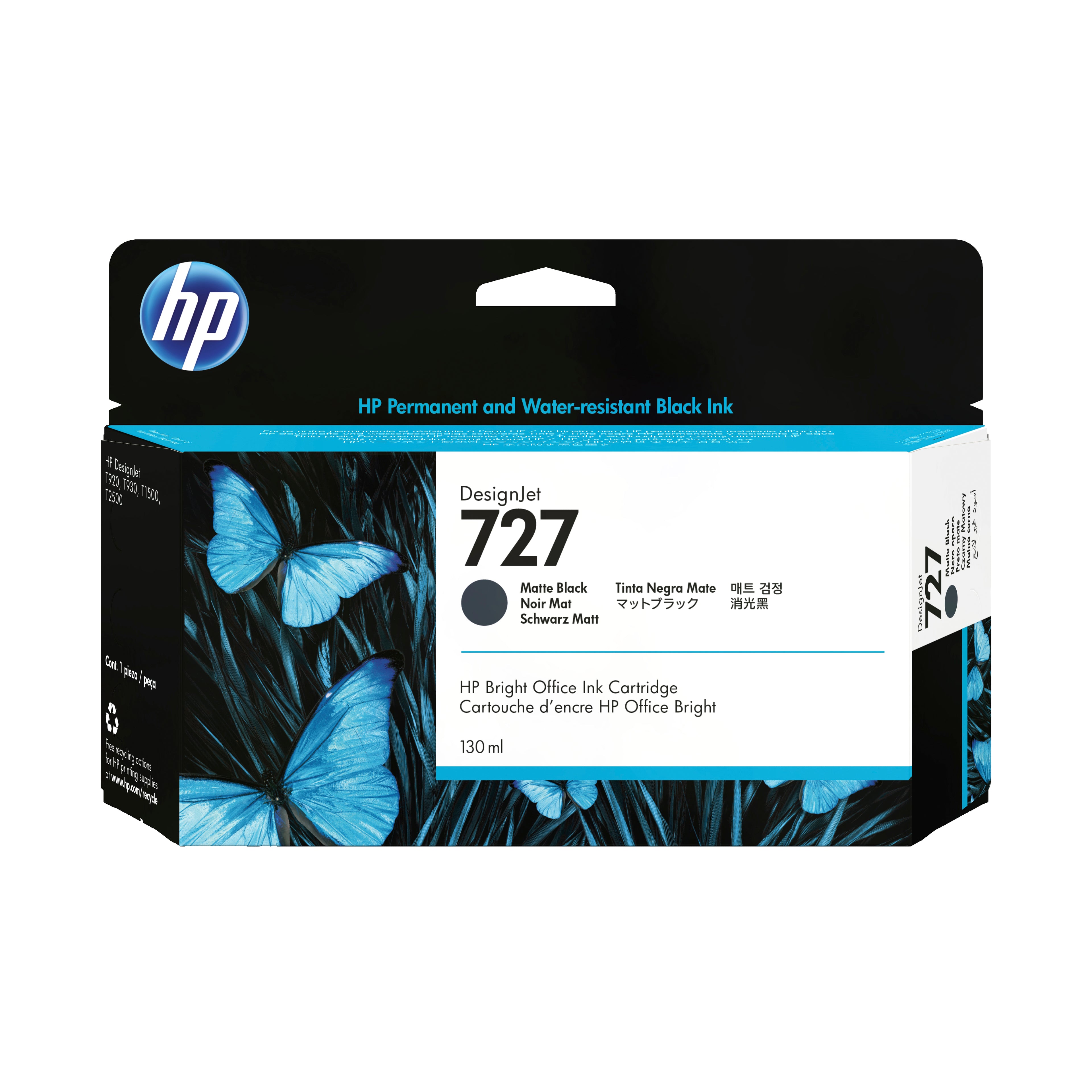 HP Cartuccia inchiostro nero opaco DesignJet 727, 130 ml