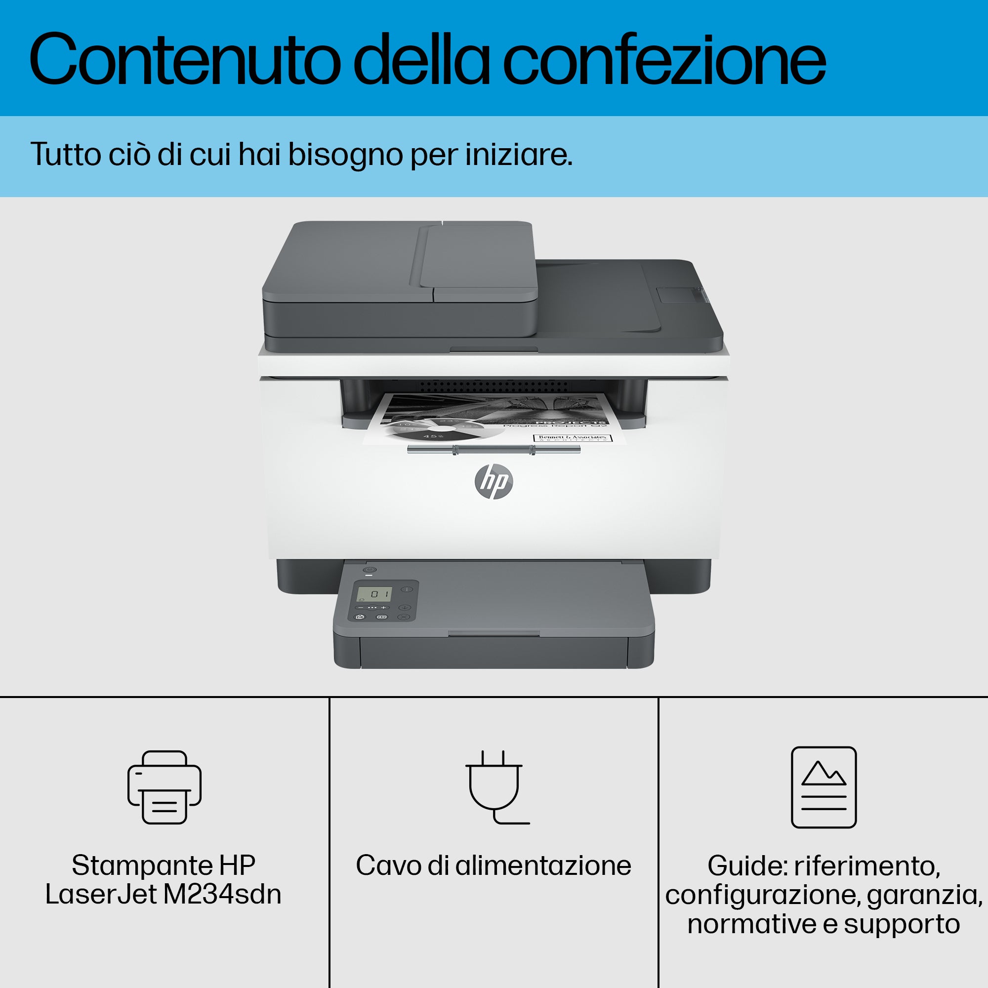 HP LaserJet M234sdn Multifunction Bianco e nero Stampante, Solo Ethernet; Fotocopiatrice, scanner