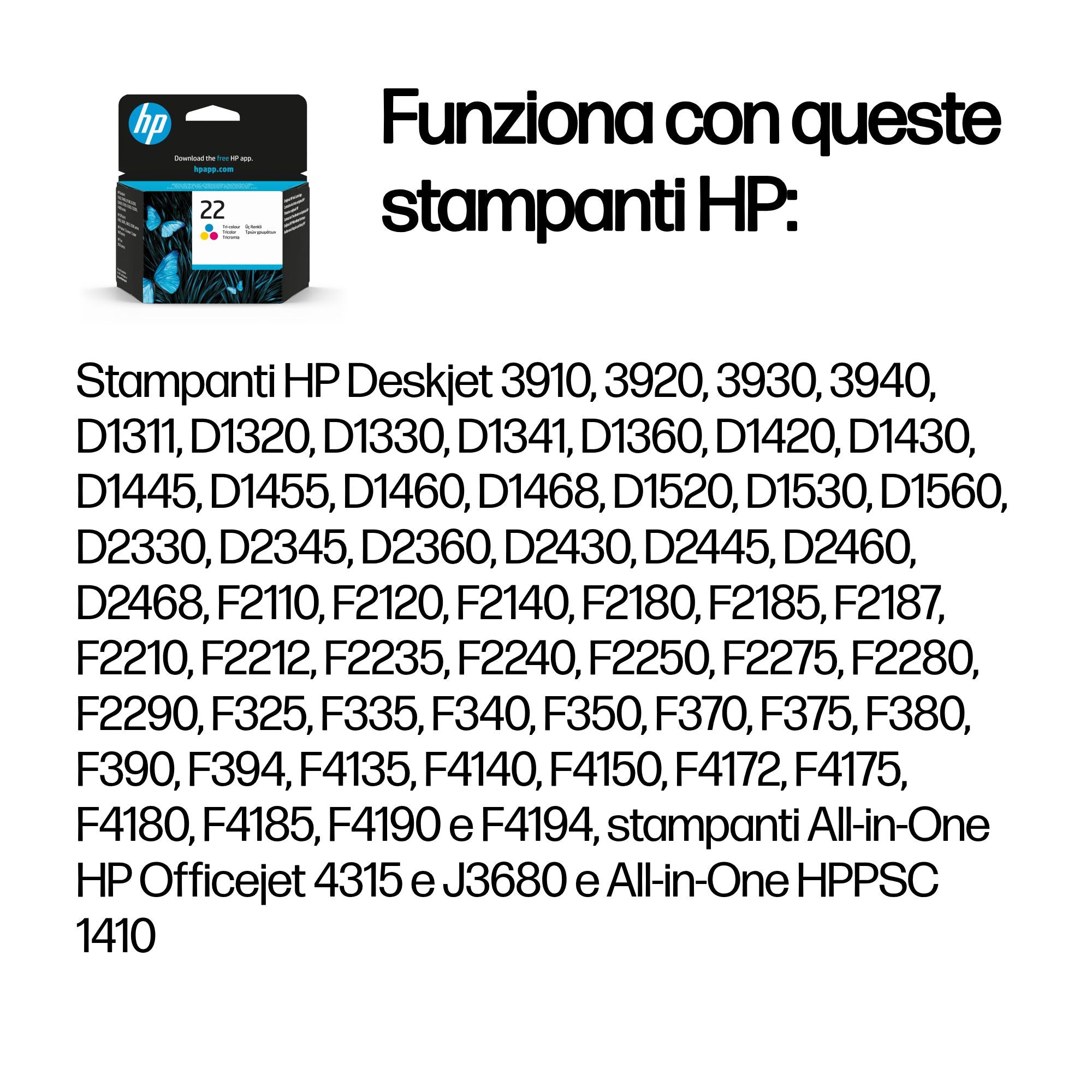 HP Cartuccia originale inchiostro tricromia 22