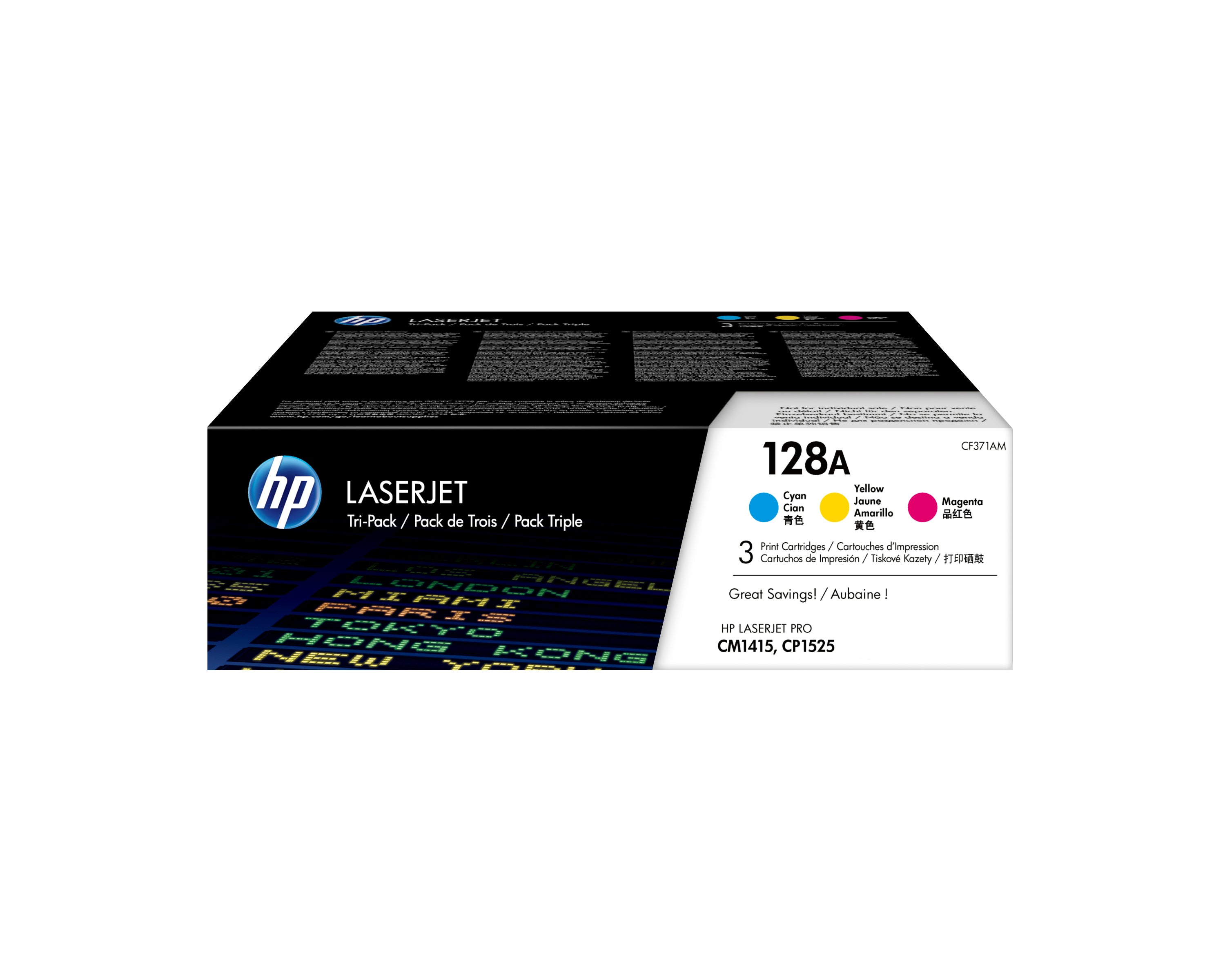 HP Confezione da 3 cartucce originali di toner ciano/magenta/giallo LaserJet 128A