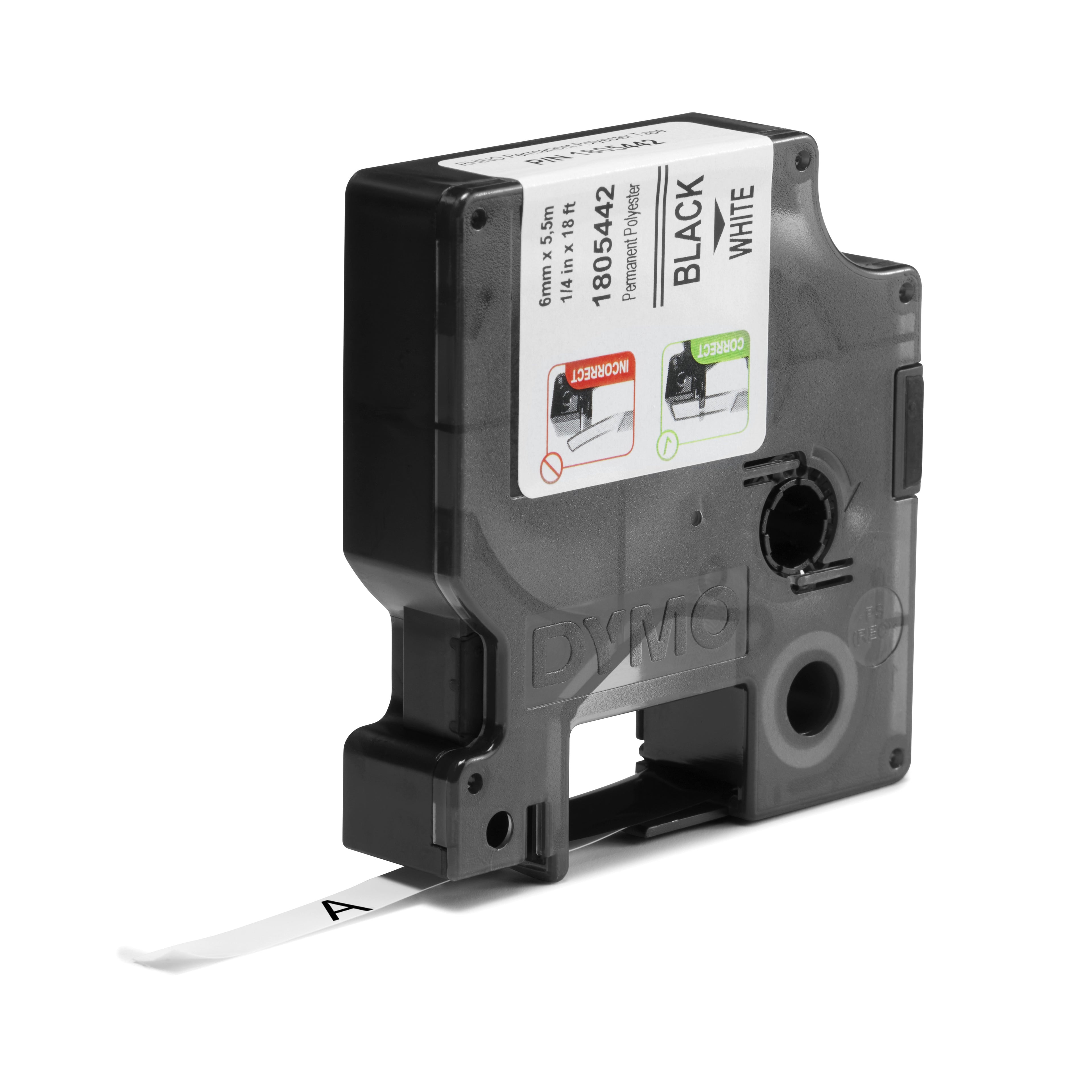 DYMO Rhino Etichette in poliestere permanenti industriali | 6 mm x 5,5 m | Stampa nera su bianco | Autoadesive | per stampanti di etichette Rhino e LabelManager