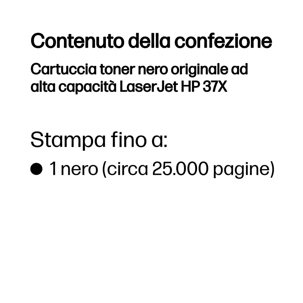 HP Cartuccia toner nero originale ad alta capacità LaserJet 37X
