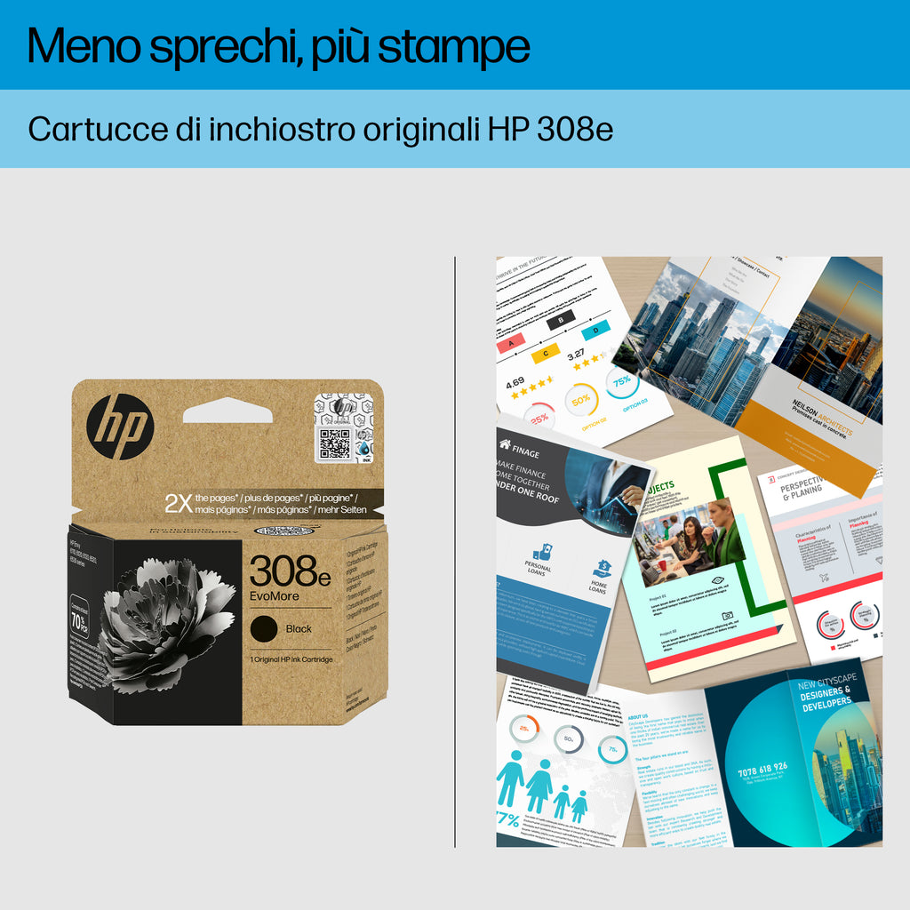 HP Cartuccia di inchiostro nero originale EvoMore 308e
