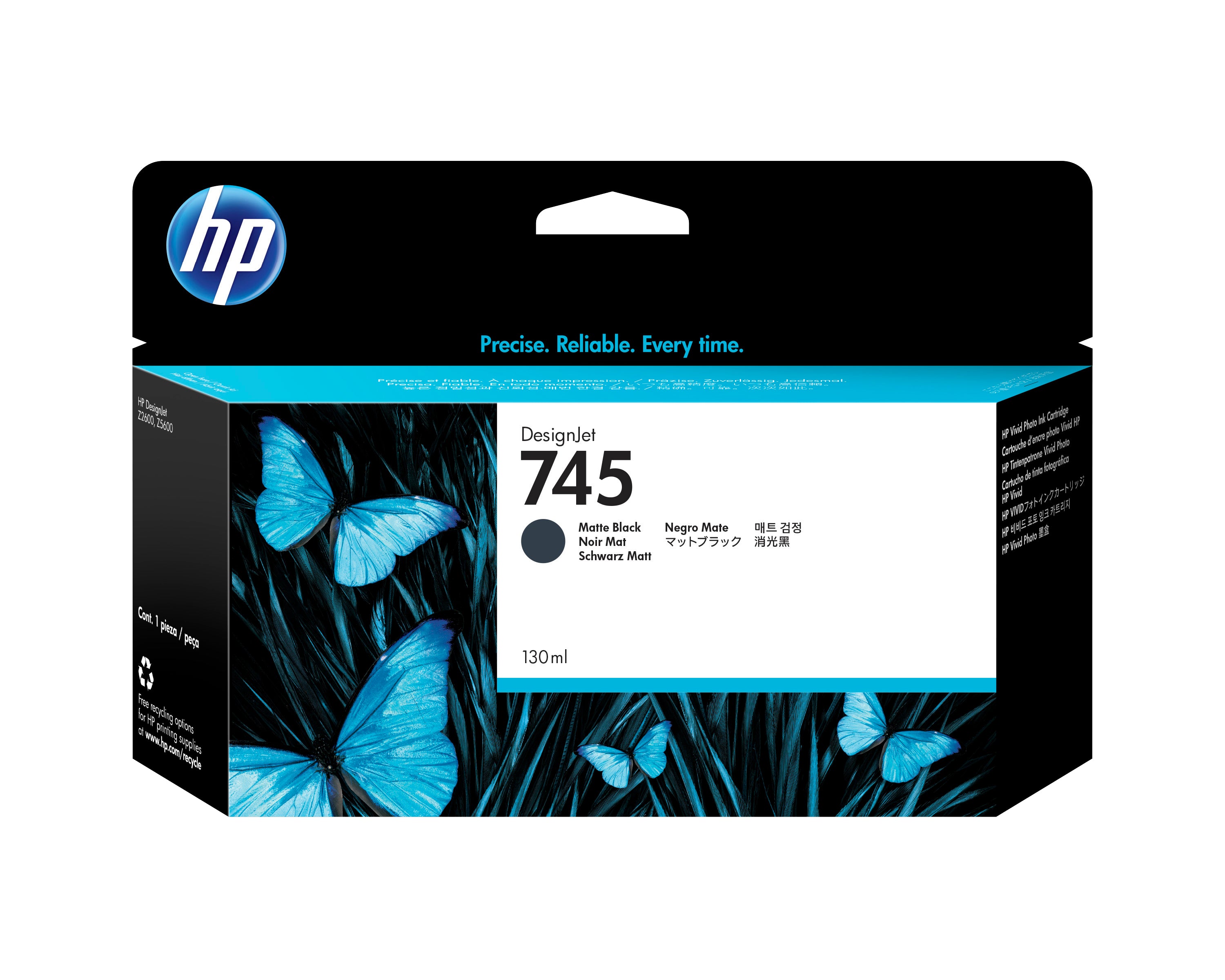 HP Cartuccia Inchiostro Nero Opaco DesignJet 745, 130 ml