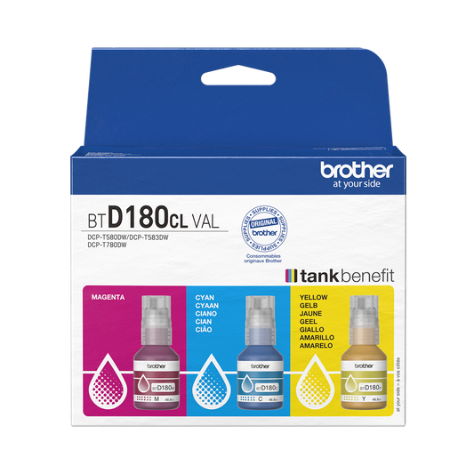 ORIGINAL Brother Multipack ciano / magenta / giallo BTD-180 BTD180CLVAL ~15000 Seiten
