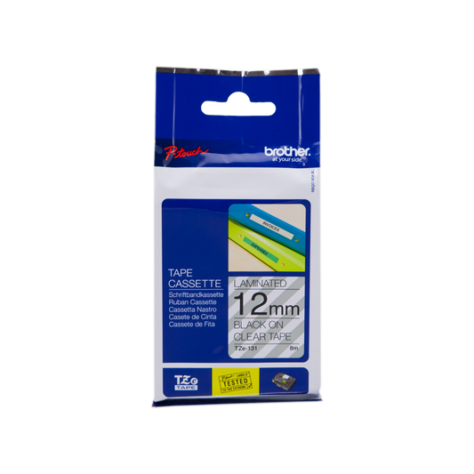 ORIGINAL Brother Nastro Nero su trasparente TZe-131 TZ-131 12 mm x 8 m, laminato