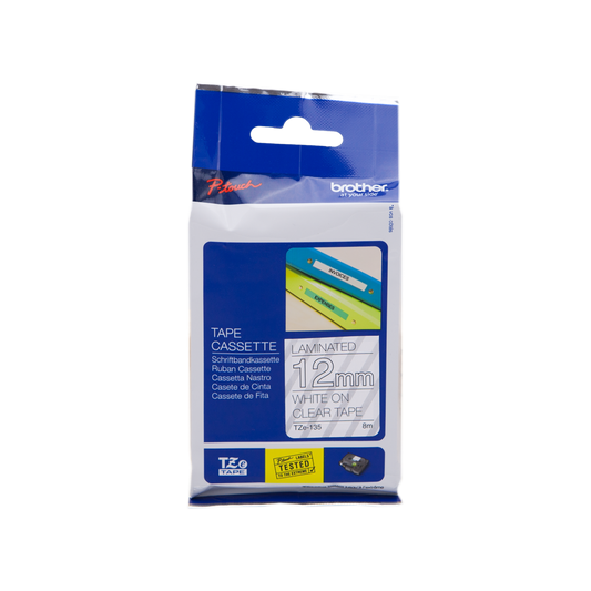 ORIGINAL Brother Nastro Bianco su trasparente TZe-135 TZe-135 12 mm x 8 m, laminato