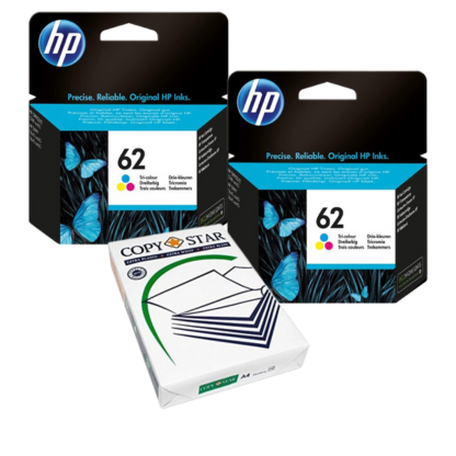 BUNDLE: Cartucce HP 62 + Risma di carta (omaggio)